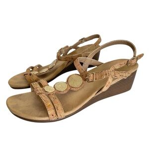Vionic Noleen Cork Wedge Sandals Size 9.5 Beachy Boho